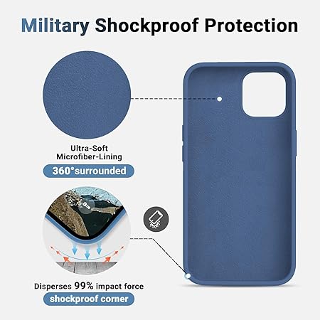 iPhone 12 Pro Max (6.7 inch) Shockproof Slim Back Cover Liquid Silicone Case - Dark Blue
