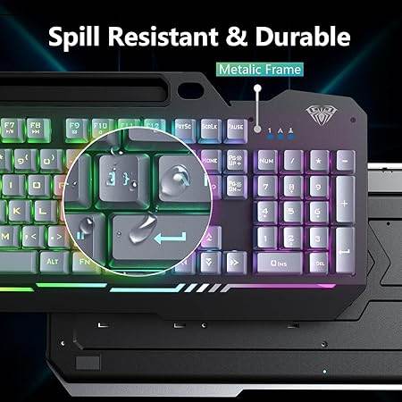 Aula T102 Gaming Keyboard and Mouse Combo | RGB Backlit Membrane Keyboard and Mouse | Wired Set for Windows PC Gamers (Black Panel | Grey Keycaps) - Rajputtrade