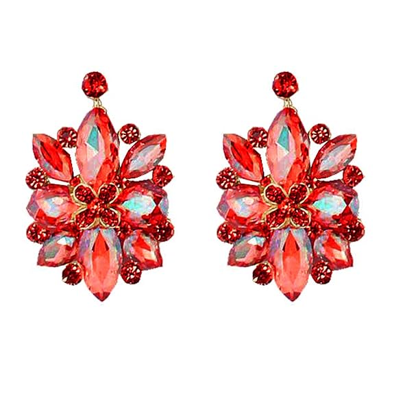 Jewellery Designer Red Color Stone Rhine Stone Gold Plated Long Necklace Set with Earring for Girls & Women (Red) - Rajputtrade