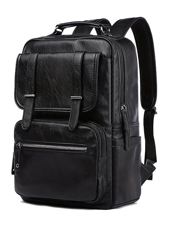 FUR JADEN Vegan Leather Stylish 15.6 Inch Laptop Backpack Travel Weekender Bag For Men Women - Rajputtrade