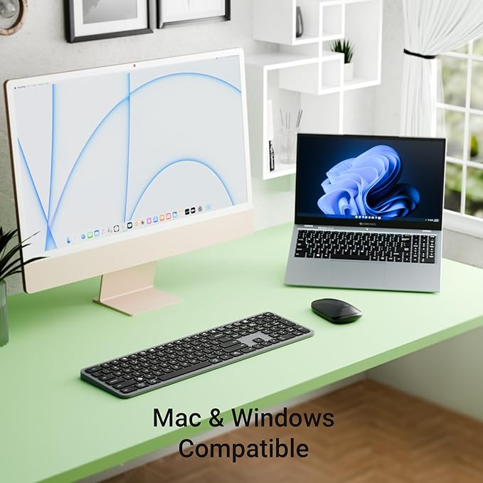 ZEBRONICS K5002MW Slim Wireless Keyboard with in-Built Battery, Copilot AI Key, Windows | Mac | iOS | Android, Scissor Switch, 3 Bluetooth + 2.4Ghz, 109 Keys, 13 Multimedia Keys, Type C Charging - Rajputtrade