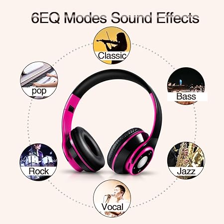 Bluetooth Headphones Over Ear, Wireless Headphones with 5 EQ Modes, 20 Hours Playtime (3 Color options)