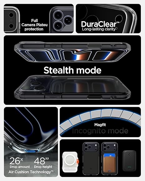 Spigen Ultra Hybrid T MagFit Back Cover Case Compatible with iPhone 17 Pro Max (TPU + Poly Carbonate | Matte Black)
