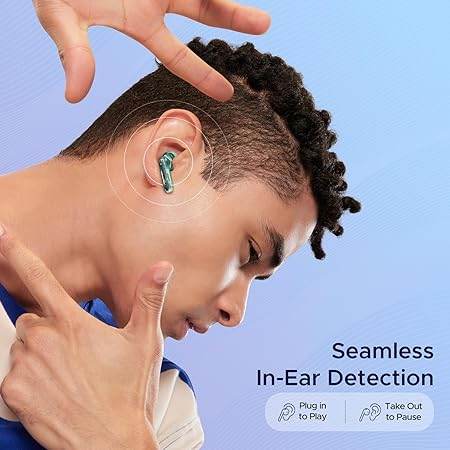 boAt Airdopes 191 ANC, 32dB ANC, Ambient Mode, 60HRS Battery, 4Mics ENx, in-Ear Detection, IWP Tech, Fast Charge, v5.3 Bluetooth Earbuds, TWS Ear Buds Wireless Earphones with mic (Pellucid Green) - Rajputtrade