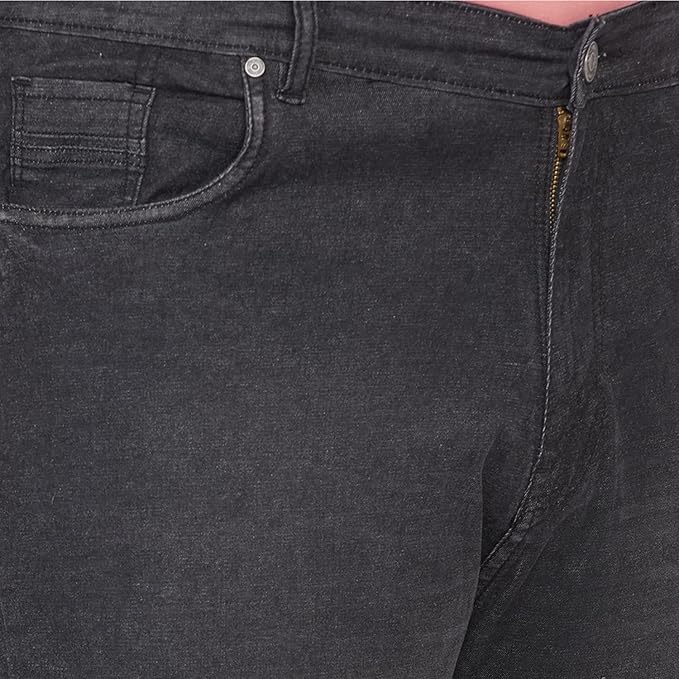 JOHN PRIDE Plus Size Men's Stretchable Mid-Rise Comfort Fit Clean Look Black Cotton Jeans for Men - Rajputtrade