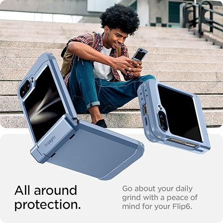 Spigen Tough Armor Pro for Samsung Galaxy Z Flip 7 FE Case, Galaxy Z Flip 6 Back Cover - TPU+PC|Sierra Blue