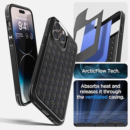 Spigen Cryo Armor Back Cover Case Compatible with iPhone 14 Pro (TPU + Poly Carbonate | Matte Black)