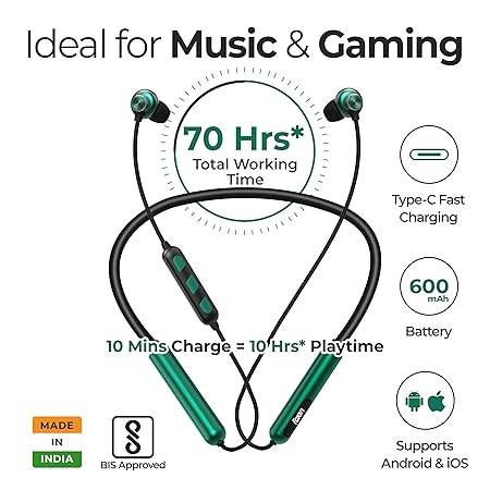 Foxin FoxBeat 210 Music Neckband Earphones | 10mm Speaker Driver, Lightweight - Rajputtrade