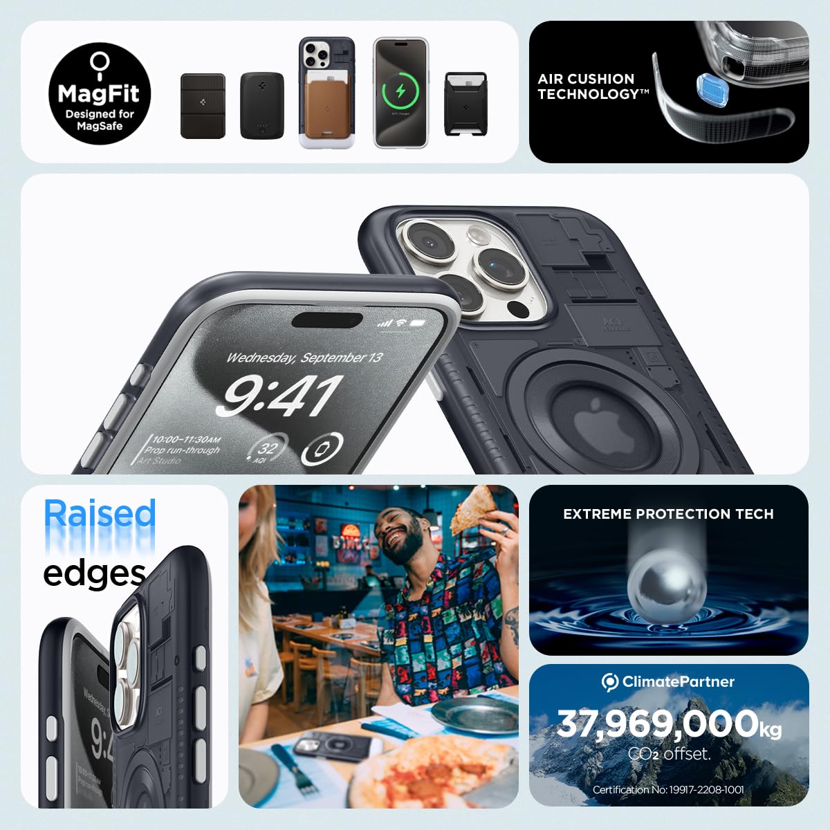 Spigen Classic C1 MagFit Back Cover Case Compatible with iPhone 15 Pro Max (TPU + Poly Carbonate | Graphite)