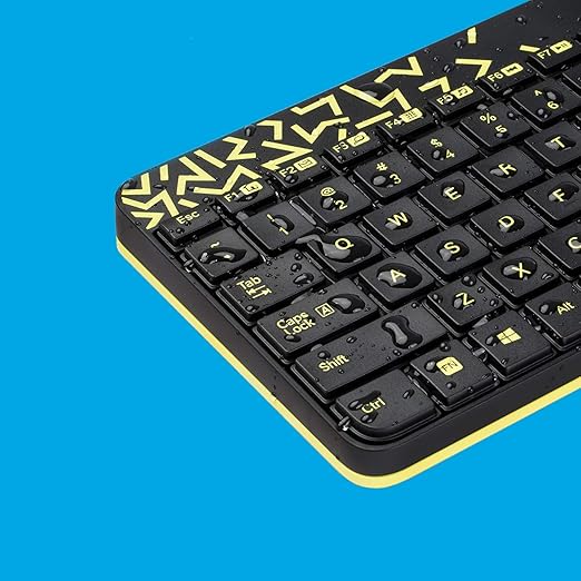 Logitech MK240 Nano Wireless USB Keyboard and Mouse Set, 12 Function Keys 2.4GHz Wireless, 1000DPI, Spill-Resistant Design, PC/Mac, Black/Chartreuse Yellow