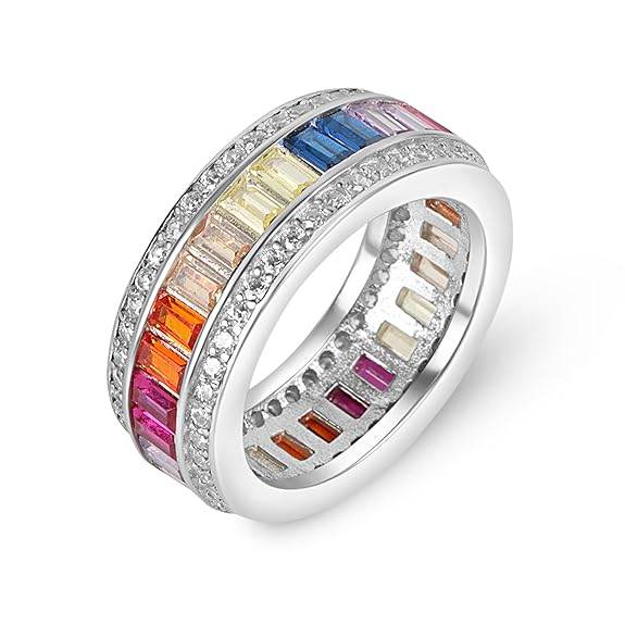 925 Sterling Ring For Women And Girls| Multicolour Cubic Zirconia Finger Ring with Authenticity Certificate | Size – 6 - Rajputtrade