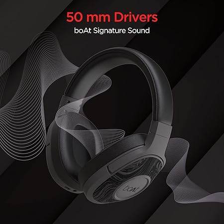 boAt Rockerz 550/Rockerz 558 Over Ear Bluetooth Headphones with Upto 20 Hours Playback, 50MM Drivers (Black) - Rajputtrade