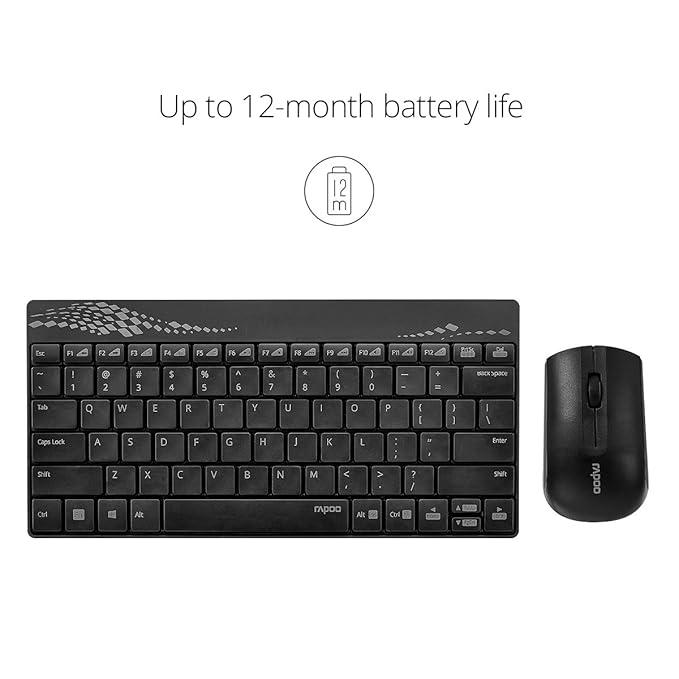 Rapoo 8000 Wireless Keyboard and Mouse Combo (Black) - Rajputtrade