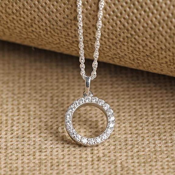925 Sterling Silver Circle of Life Pendant Chain Necklace | Rhodium Plated, Swiss Zirconia | Gift for Women and Girls - Rajputtrade