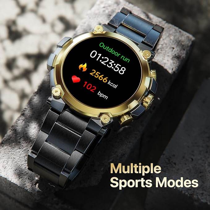 Fire-Boltt Dominian 36.3mm (1.43 inch) AMOLED Display, IP67, Weather Updates (Black Gold) - Rajputtrade