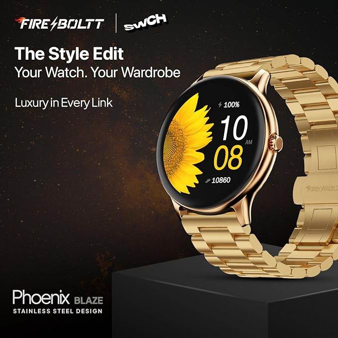 Fire-Boltt Newly Launched Phoenix Ultra Blaze Luxury Stainless Steel, Bluetooth Calling Smart Watch, SpO2 (Gold) - Rajputtrade