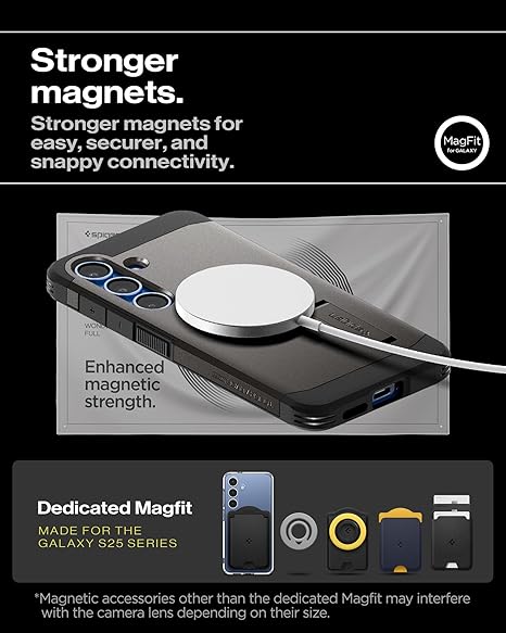 Spigen Tough Armor (AI) MagFit for Samsung Galaxy S25 Case, Galaxy S25 Back Cover - Gunmetal