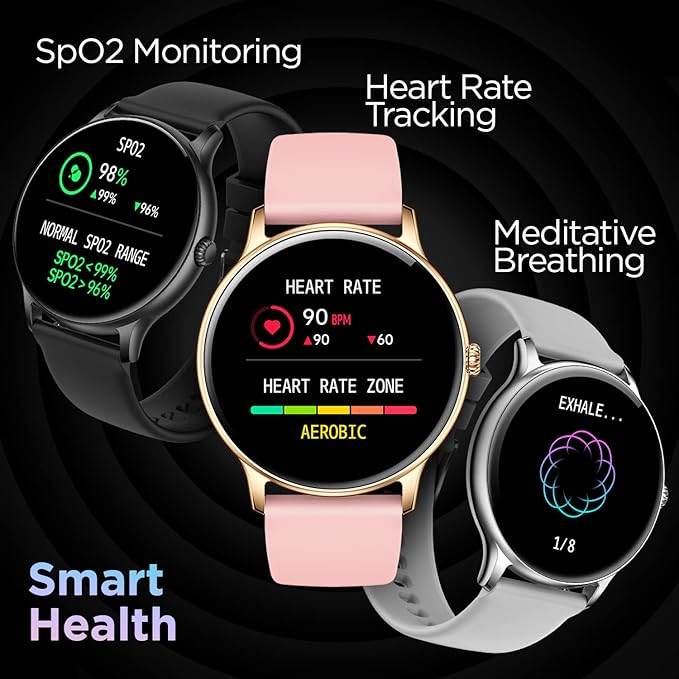 Fire-Boltt Phoenix Smart Watch with Bluetooth Calling 1.3,120+ Sports Modes, 240 * 240 PX High Res (Gold Pink) - Rajputtrade