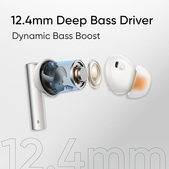 realme Buds Air 6 TWS in Ear Earbuds with 12.4 Mm Deep Bass Driver, 40 Hours Play Time, Fast Charge, Bluetooth V5.3 (Flame Silver) - Rajputtrade
