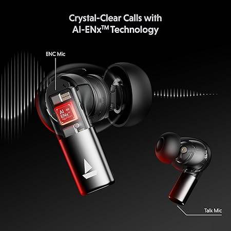 boAt Airdopes Ultra Pro (2025), 100Hrs Battery, Dual Pairing, Spatial Audio, App Support, Fast Charge, 4Mics ENx, v5.3 Bluetooth Earbuds,TWS Ear Buds Wireless Earphones with mic (Gunmetal Black) - Rajputtrade