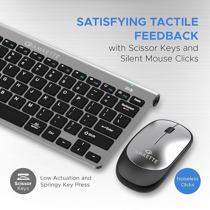 Amkette Wi Key Mini Combo Ergonomic Design | 12 Multimedia Keys | Battery & Caps LED Indicator, 3 Level DPI | Plug-N-Play USB Connection - Rajputtrade