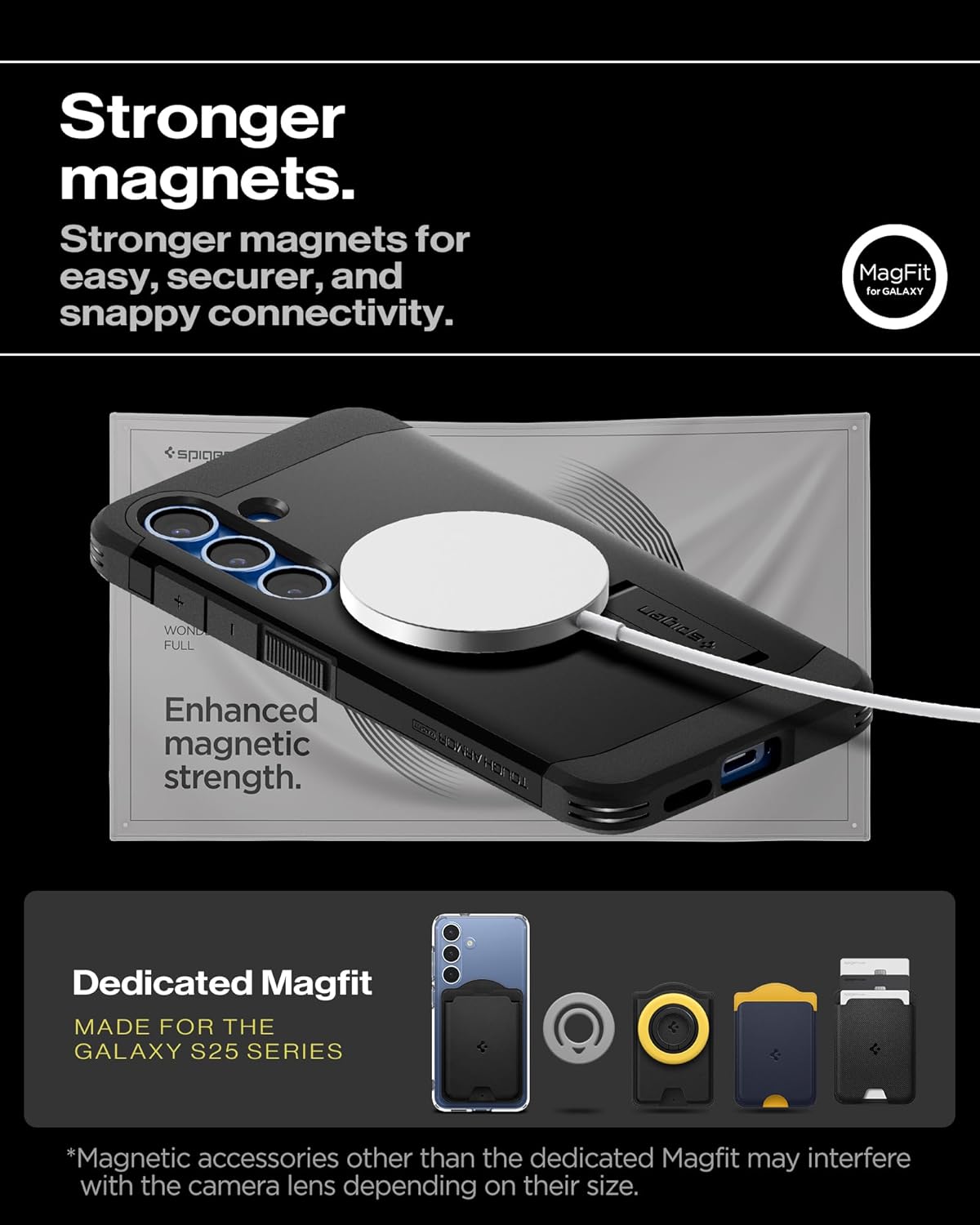 Spigen Tough Armor (AI) MagFit for Samsung Galaxy S25 Case, Galaxy S25 Back Cover - TPU+PC|Black