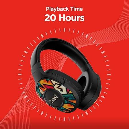boAt Rockerz 550 Bluetooth Wireless Over Ear Headphones with Upto 20 Hours Playback, 50MM Drivers (Black) - Rajputtrade