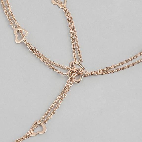 925 Sterling Silver Layered Rose Gold Plating Hearts Anklets (Pair) | Gift for Women & Girls | - Rajputtrade