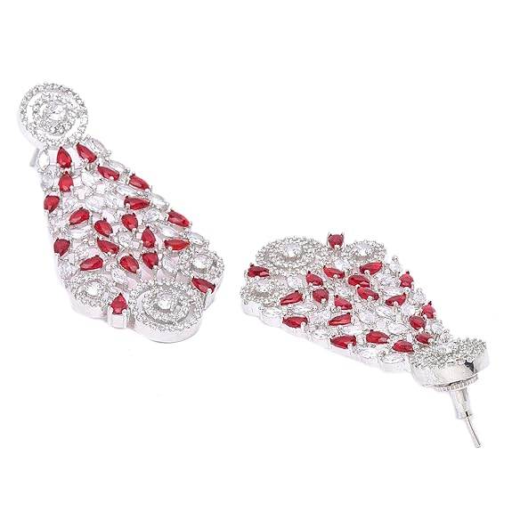 Choker Necklace with Earrings Jewellery Set with Girls and Women (Red) - Rajputtrade
