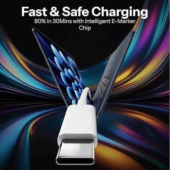 Usb-C To C Nylon Braided Cable With Apple Mfi Certified,Fast Pd Charging For Iphone 15/15 Pro Max High-Speed, White - Rajputtrade