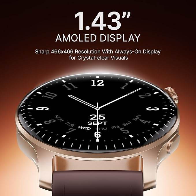 boAt New Launch Ultima Prime Smartwatch with 1.43" AMOLED Display, Personalized Fitness Nudges (Brown) - Rajputtrade