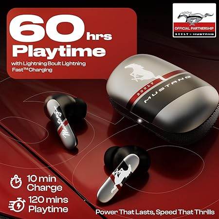 Boult X Mustang Newly Launched Dyno TWS Earbuds with 60H Playtime, App Support, Dual Pairing, 4 Mics ENC (Black) - Rajputtrade