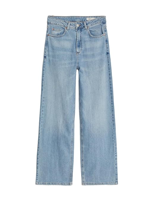 Marks & Spencer Womens Light Wash High Rise Wide Leg Jeans (Size L) - Rajputtrade