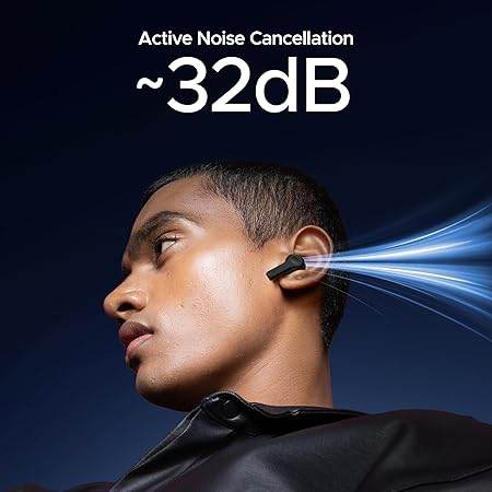 boAt Nirvana Space, 360º Spatial Audio, Active Noise Cancellation (~32dB), 100Hrs Battery,4Mics ENx, Fast Charge, v5.3 Bluetooth Earbuds, TWS Ear Buds Wireless Earphones with mic (Cosmic Black) - Rajputtrade