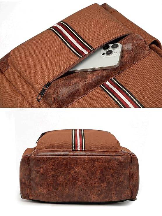 FUR JADEN Vegan Leather Stylish 15.6 Inch Laptop Backpack Travel Weekender Bag For Men Women - Rajputtrade