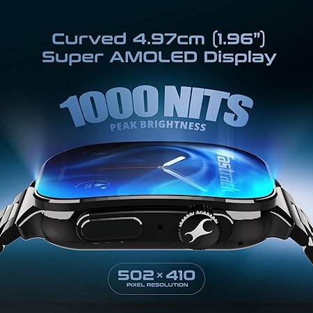 Fastrack Astor FS2 Pro Smart Watch, 1.96” AMOLED Display, 410 * 502 Pixel Resolution, Upto 5 Day Battery, IP68 (Black) - Rajputtrade