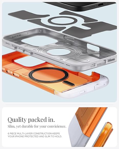 Spigen Classic C1 MagFit Back Cover Case Compatible with iPhone 16 Pro (TPU + Poly Carbonate | Tangerine)