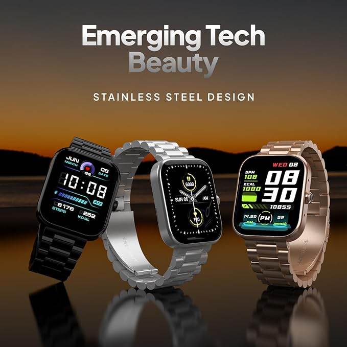 Fire-Boltt Encore Stainless Steel Smart Watch with 1.83” Full Touch Screen Display (Black) - Rajputtrade