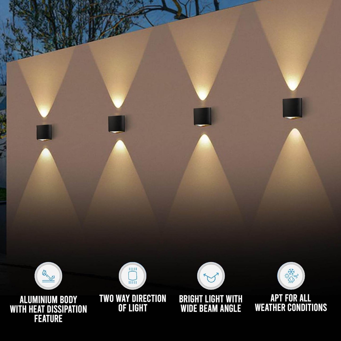 2W Waterproof Led Wall Light for Home Decoration – Up Down 2-Way LED Wall Lamp | IP65 Outdoor Fancy Wall Lights for Balcony,Gate,Elevation,Garden,Patio | Decorative Wall Mount Light - Rajputtrade