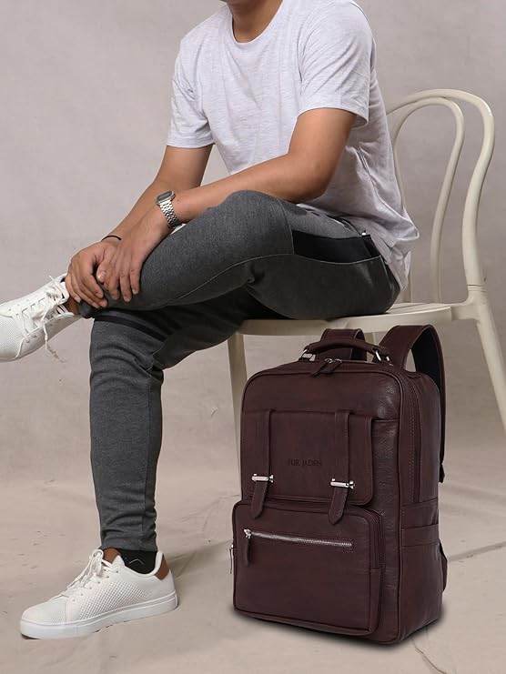 FUR JADEN Vegan Leather Stylish 15.6 Inch Laptop Backpack Travel Weekender Bag For Men Women - Rajputtrade
