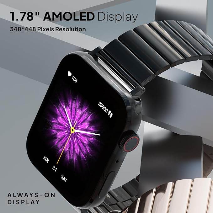 Fire-Boltt Visionary Ultra 1.78" AMOLED, Stainless Steel Luxury Smart Watch, TWS Connection (Black) - Rajputtrade