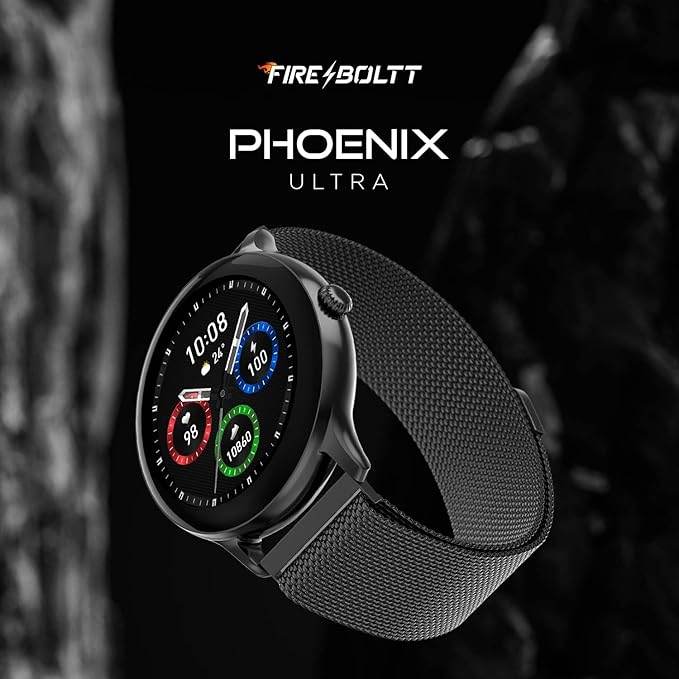 Fire-Boltt Phoenix Ultra Luxury Stainless Steel, Bluetooth Calling Smart Watch, Metal Body with 120+ Sports Modes, SpO2 (Dark Grey) - Rajputtrade
