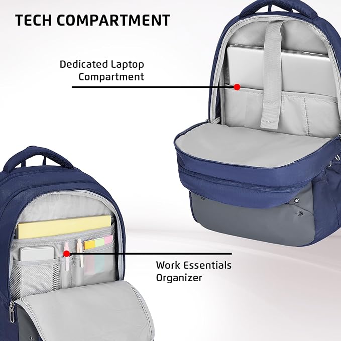 Safari Spade 34L Formal Laptop Backpack with Raincover, Antitheft Pocket, 3 Compartments, Front Pocket, Smart Trolley Sleeve, Office Bag, College Backpack, Travel Bag, School Bag - Rajputtrade