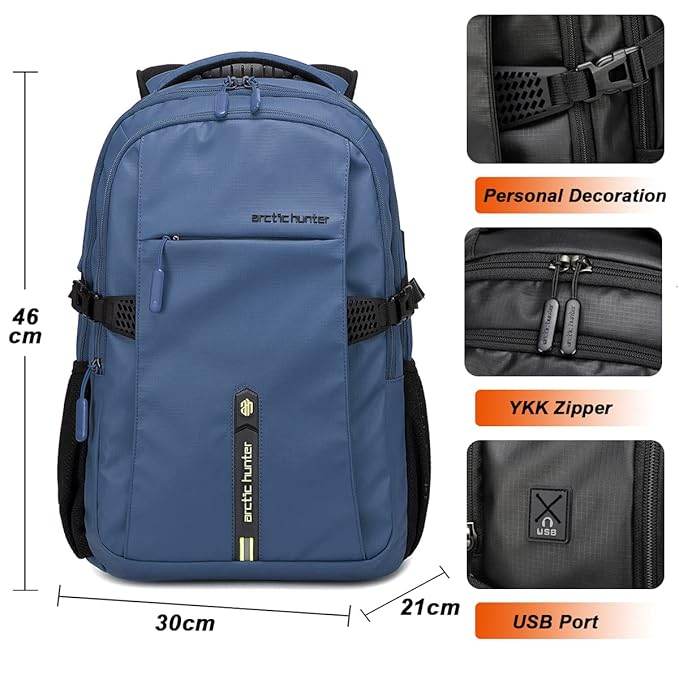 Arctic Hunter Backpack for Men Women 30L Office Casual 15.6-inch Laptop Bag Water-resistant Multi-pockets Sleek Smart College Backpack with USB Port YKK Zipper - Rajputtrade