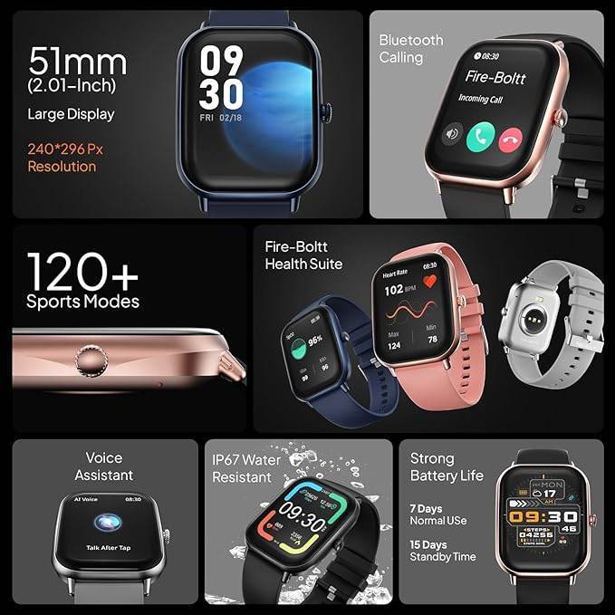 Fire-Boltt Ninja Call Pro Max Smart Watch 2.01 inch Display, Bluetooth Calling (Grey) - Rajputtrade