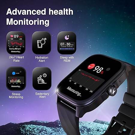 Fastrack New Astor FS1 PRO Smart Watch, Large Super AMOLED Display (1.97") AOD, Smartwatch Faces, IP68 (Black) - Rajputtrade