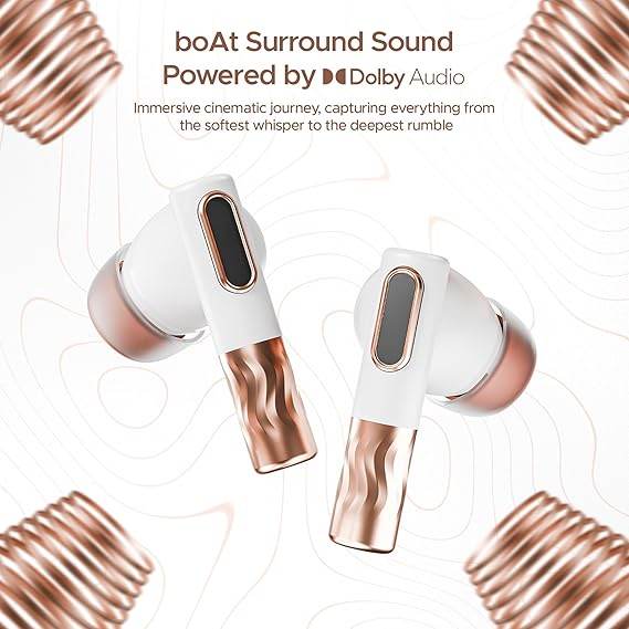 boAt Nirvana Zenith Truly Wireless in Ear Ear Buds w/Dolby Audio, 50dB ANC, Adaptive EQ Powered by Mimi, 6-Mic AI-ENx™, 50 Hrs. Playback & Hearables App Support(Celestial White) - Rajputtrade