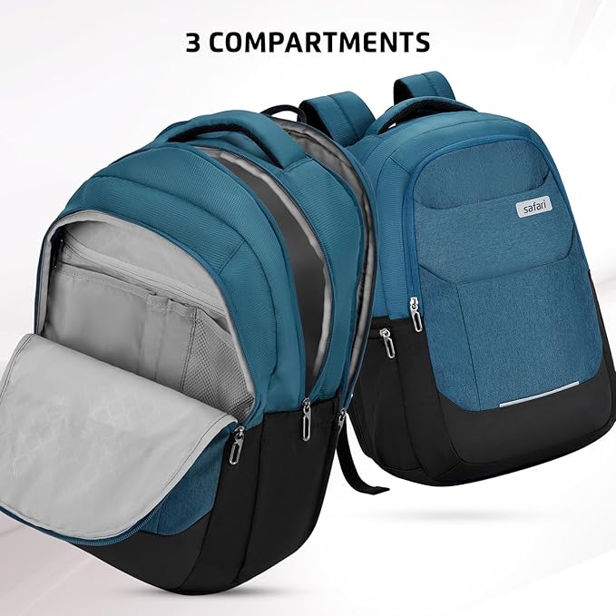 Safari Spade 34L Formal Laptop Backpack with Raincover, Antitheft Pocket, 3 Compartments, Front Pocket, Smart Trolley Sleeve, Office Bag, College Backpack, Travel Bag, School Bag - Rajputtrade