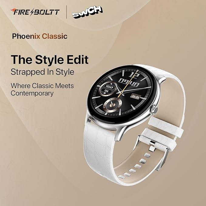 Fire-Boltt Phoenix Classic Smart Watch 1.39 inch Bluetooth Calling, Metal Body with 120+ Sports Modes, SpO2 (White) - Rajputtrade