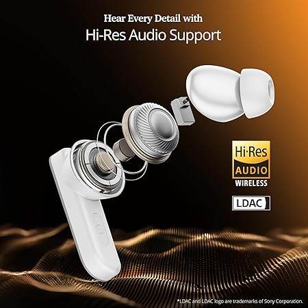 boAt Airdopes 800 HiDef, Hi-Res Audio LDAC, 4Mic ENx, App Support, ASAP Charge, IPX5, Low Latency, Dual Pairing, BTv5.3, Bluetooth TWS in Ear Earbuds Wireless Earphones (Sterling Silver) - Rajputtrade